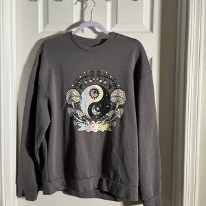 Earthbound Graphic Crew Neck Pullover Sweatshirt Moon Mushroom